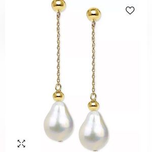 Cultured Baroque Freshwater Pearl (11-13mm) Drop Earrings 14k Gold